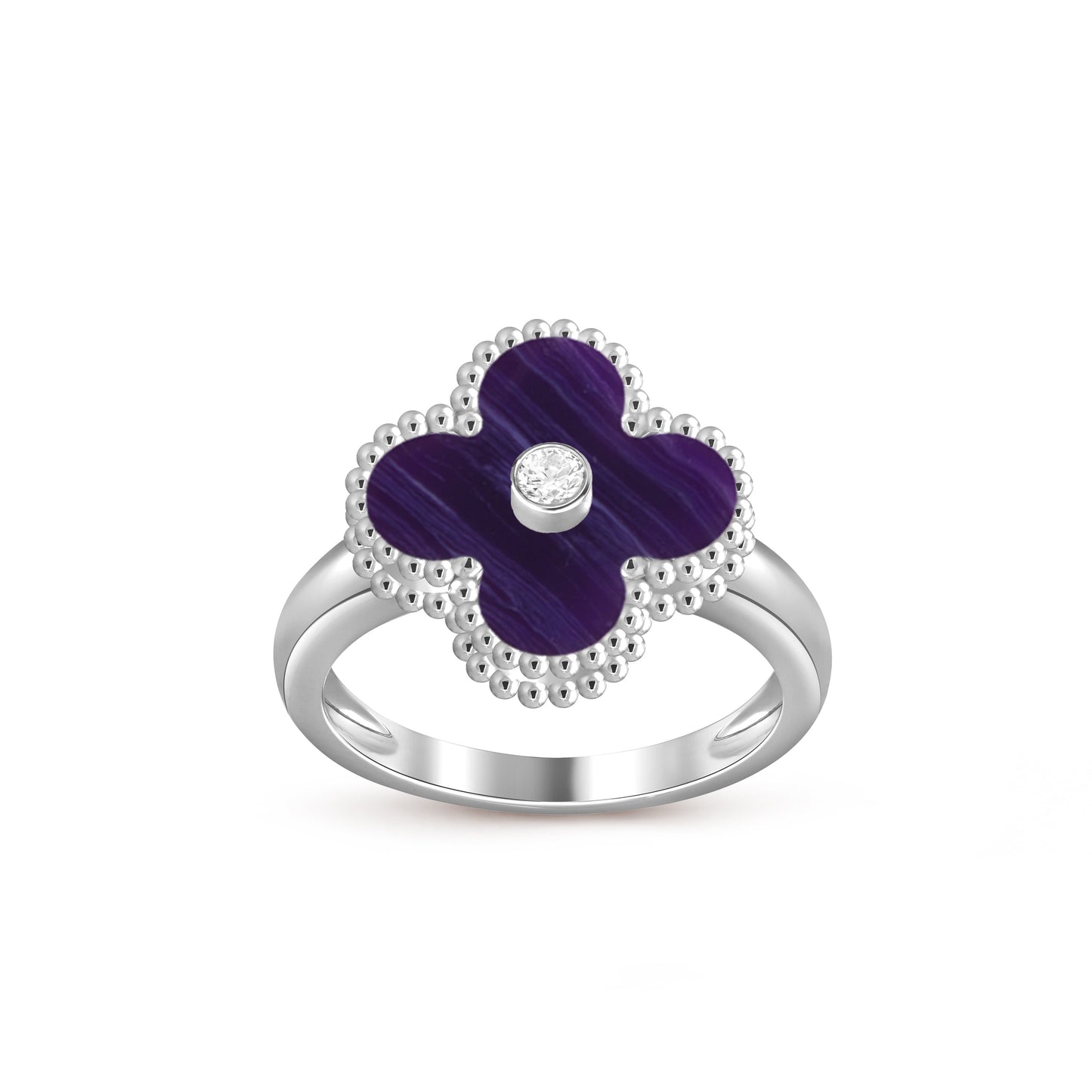 [Novalux]LUCKY CLOVER DIAMOND-ACCENT WHITE GOLD RING COLLECTION