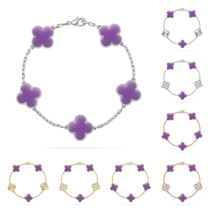 [Novalux]LUCKY CLOVER 5-MOTIF BRACELET - LAVENDER COLLECTION