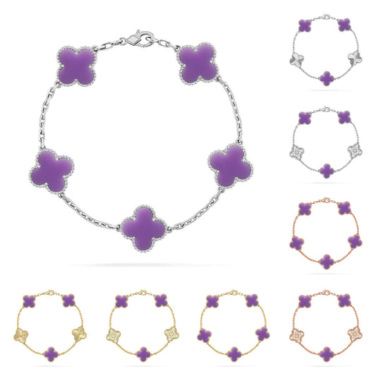 [Novalux]LUCKY CLOVER 5-MOTIF BRACELET - LAVENDER COLLECTION
