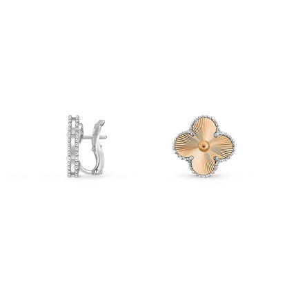 [Novalux]15MM CLOVER FLOWER STUD EARRINGS WHITE GOLD COLLECTION