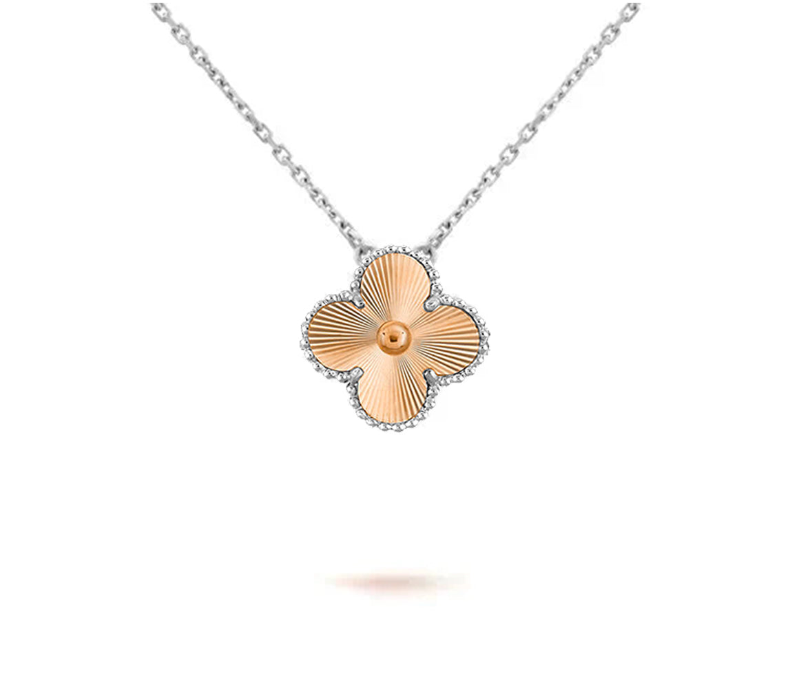 [Novalux]15MM CLOVER FLOWER PENDANT NECKLACE WHITE GOLD COLLECTION