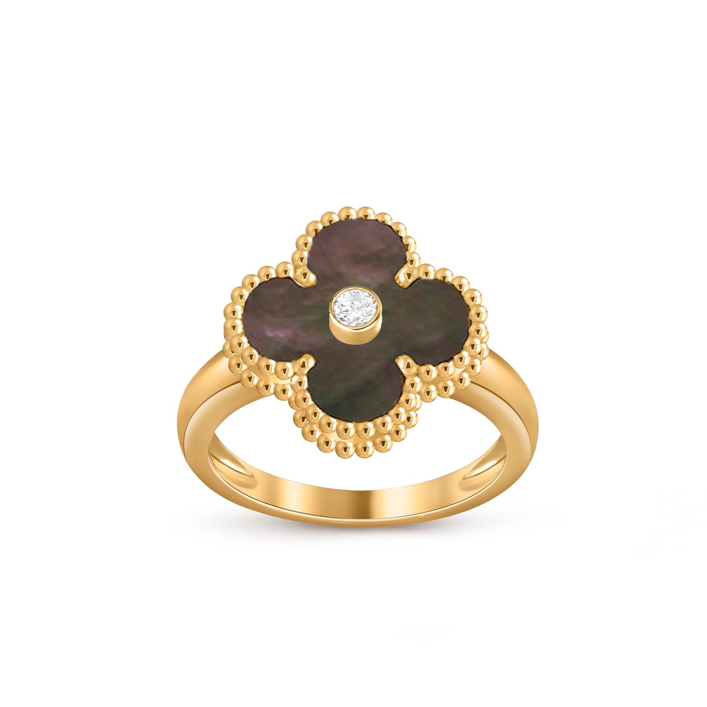 [Novalux]LUCKY CLOVER DIAMOND-ACCENT GOLD RING COLLECTION