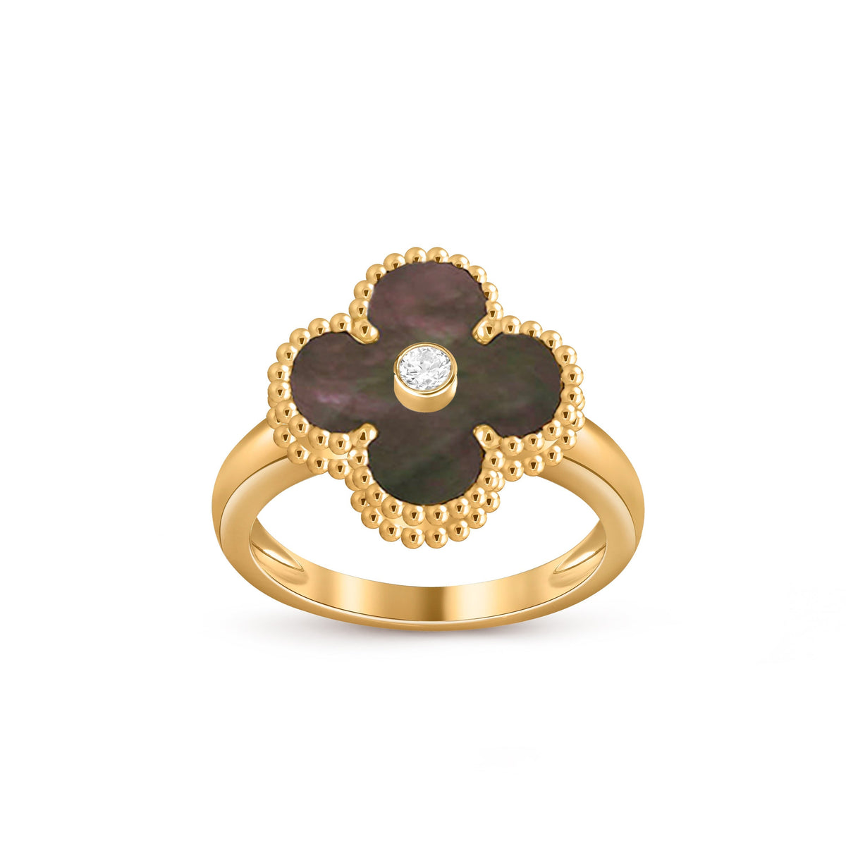 [Novalux]LUCKY CLOVER DIAMOND-ACCENT GOLD RING COLLECTION