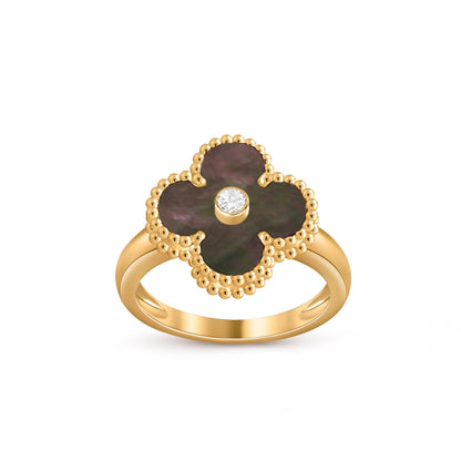 [Novalux]LUCKY CLOVER DIAMOND-ACCENT GOLD RING COLLECTION