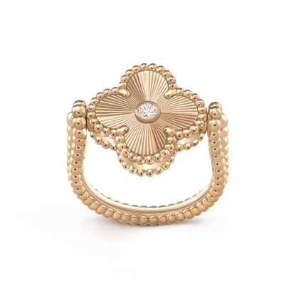 [Novalux]LUCKY CLOVER ROSE GOLD REVERSIBLE RING