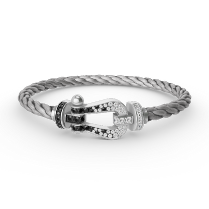 [Novalux]FORCE LARGE HORSESHOE BLACK & WHITE DIAMOND BRACELET - WHITE GOLD