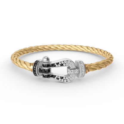 [Novalux]FORCE LARGE HORSESHOE BLACK & WHITE DIAMOND BRACELET - WHITE GOLD
