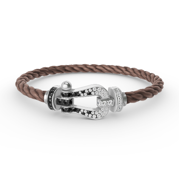 [Novalux]FORCE LARGE HORSESHOE BLACK & WHITE DIAMOND BRACELET - WHITE GOLD
