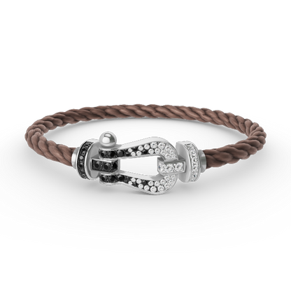 [Novalux]FORCE LARGE HORSESHOE BLACK & WHITE DIAMOND BRACELET - WHITE GOLD
