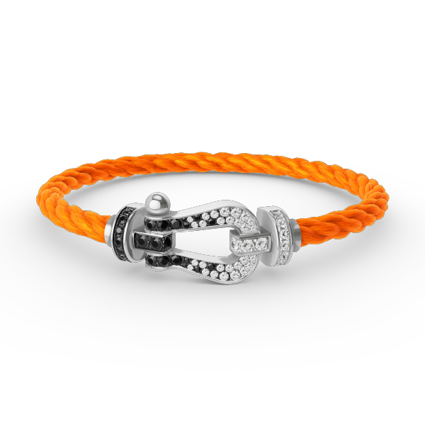 [Novalux]FORCE LARGE HORSESHOE BLACK & WHITE DIAMOND BRACELET - WHITE GOLD