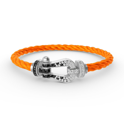 [Novalux]FORCE LARGE HORSESHOE BLACK & WHITE DIAMOND BRACELET - WHITE GOLD