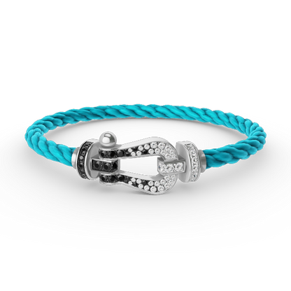 [Novalux]FORCE LARGE HORSESHOE BLACK & WHITE DIAMOND BRACELET - WHITE GOLD