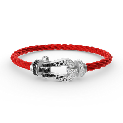 [Novalux]FORCE LARGE HORSESHOE BLACK & WHITE DIAMOND BRACELET - WHITE GOLD