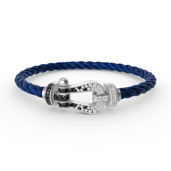 [Novalux]FORCE LARGE HORSESHOE BLACK & WHITE DIAMOND BRACELET - WHITE GOLD