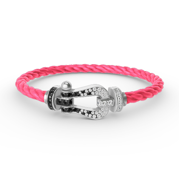 [Novalux]FORCE LARGE HORSESHOE BLACK & WHITE DIAMOND BRACELET - WHITE GOLD