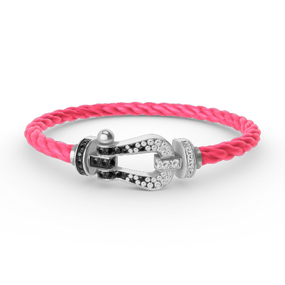 [Novalux]FORCE LARGE HORSESHOE BLACK & WHITE DIAMOND BRACELET - WHITE GOLD