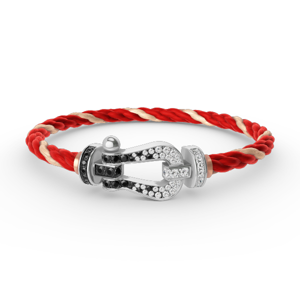 [Novalux]FORCE LARGE HORSESHOE BLACK & WHITE DIAMOND BRACELET - WHITE GOLD