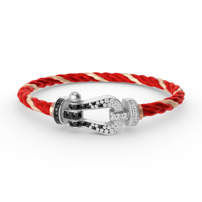 [Novalux]FORCE LARGE HORSESHOE BLACK & WHITE DIAMOND BRACELET - WHITE GOLD