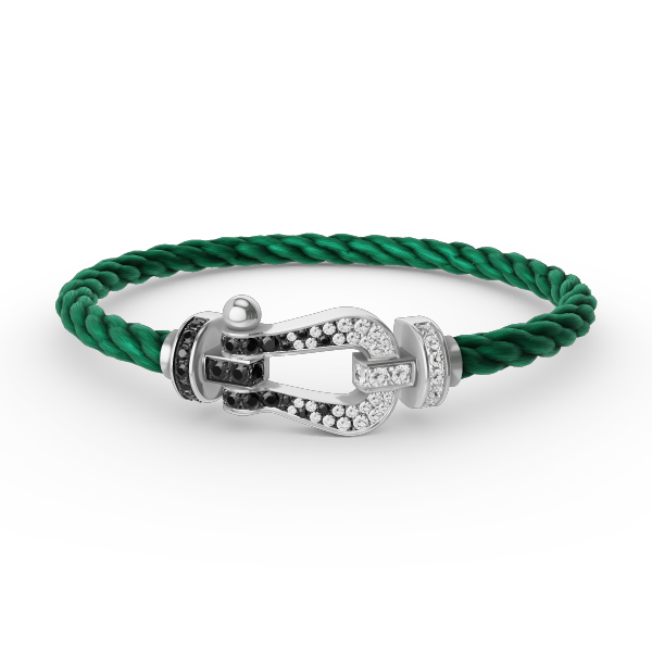 [Novalux]FORCE LARGE HORSESHOE BLACK & WHITE DIAMOND BRACELET - WHITE GOLD