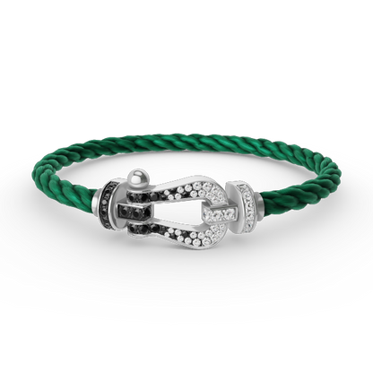 [Novalux]FORCE LARGE HORSESHOE BLACK & WHITE DIAMOND BRACELET - WHITE GOLD