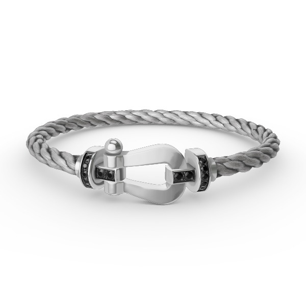 [Novalux]FORCE LARGE HORSESHOE BLACK DIAMOND BRACELET - WHITE GOLD