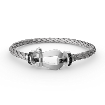 [Novalux]FORCE LARGE HORSESHOE BLACK DIAMOND BRACELET - WHITE GOLD