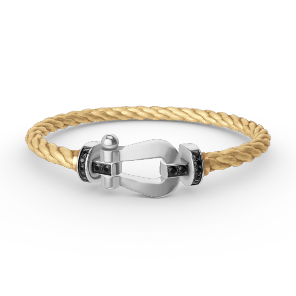 [Novalux]FORCE LARGE HORSESHOE BLACK DIAMOND BRACELET - WHITE GOLD