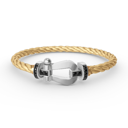 [Novalux]FORCE LARGE HORSESHOE BLACK DIAMOND BRACELET - WHITE GOLD