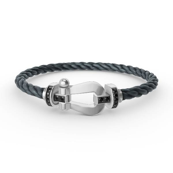[Novalux]FORCE LARGE HORSESHOE BLACK DIAMOND BRACELET - WHITE GOLD