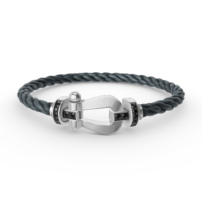 [Novalux]FORCE LARGE HORSESHOE BLACK DIAMOND BRACELET - WHITE GOLD