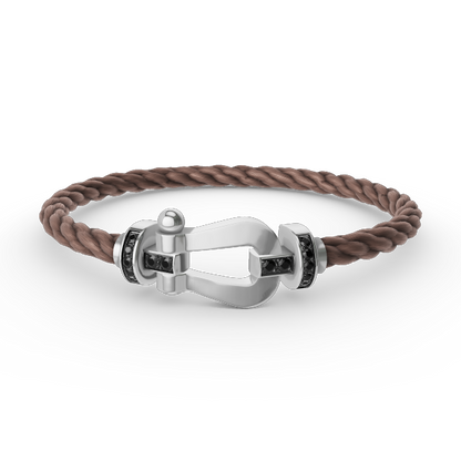 [Novalux]FORCE LARGE HORSESHOE BLACK DIAMOND BRACELET - WHITE GOLD