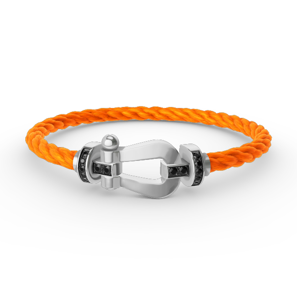 [Novalux]FORCE LARGE HORSESHOE BLACK DIAMOND BRACELET - WHITE GOLD