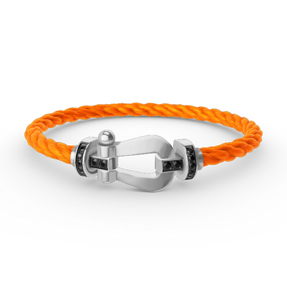 [Novalux]FORCE LARGE HORSESHOE BLACK DIAMOND BRACELET - WHITE GOLD