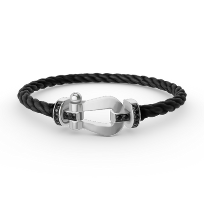 [Novalux]FORCE LARGE HORSESHOE BLACK DIAMOND BRACELET - WHITE GOLD