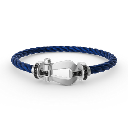[Novalux]FORCE LARGE HORSESHOE BLACK DIAMOND BRACELET - WHITE GOLD