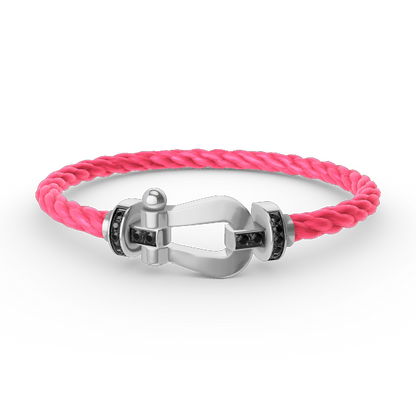 [Novalux]FORCE LARGE HORSESHOE BLACK DIAMOND BRACELET - WHITE GOLD