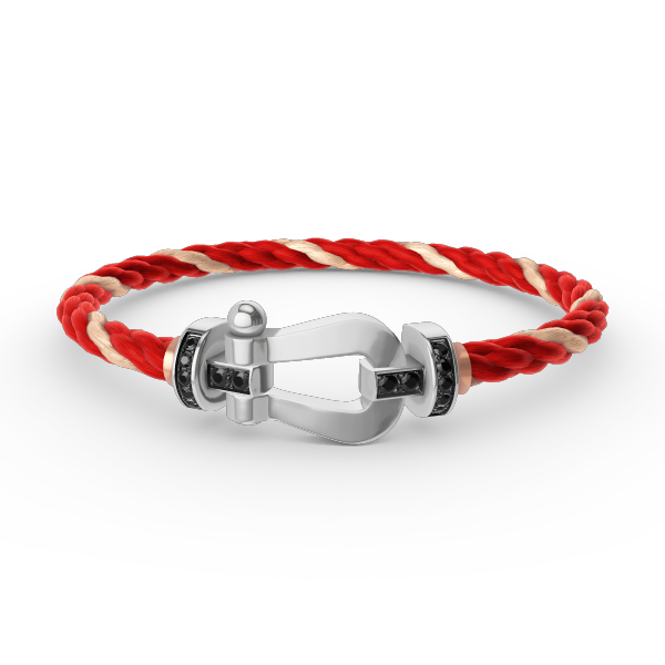 [Novalux]FORCE LARGE HORSESHOE BLACK DIAMOND BRACELET - WHITE GOLD