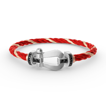 [Novalux]FORCE LARGE HORSESHOE BLACK DIAMOND BRACELET - WHITE GOLD