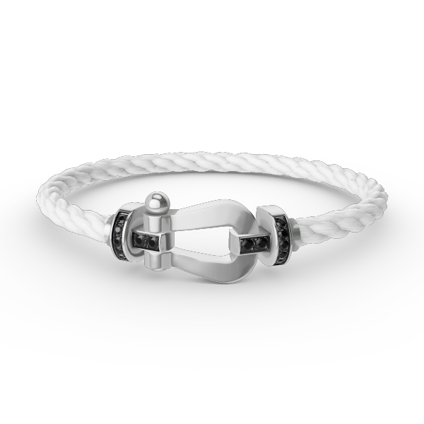 [Novalux]FORCE LARGE HORSESHOE BLACK DIAMOND BRACELET - WHITE GOLD