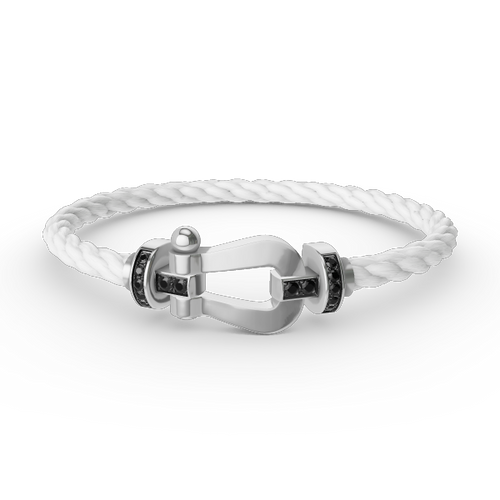 [Novalux]FORCE LARGE HORSESHOE BLACK DIAMOND BRACELET - WHITE GOLD