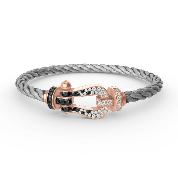 [Novalux]FORCE LARGE HORSESHOE BLACK & WHITE DIAMOND BRACELET - ROSE GOLD