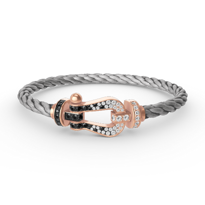 [Novalux]FORCE LARGE HORSESHOE BLACK & WHITE DIAMOND BRACELET - ROSE GOLD