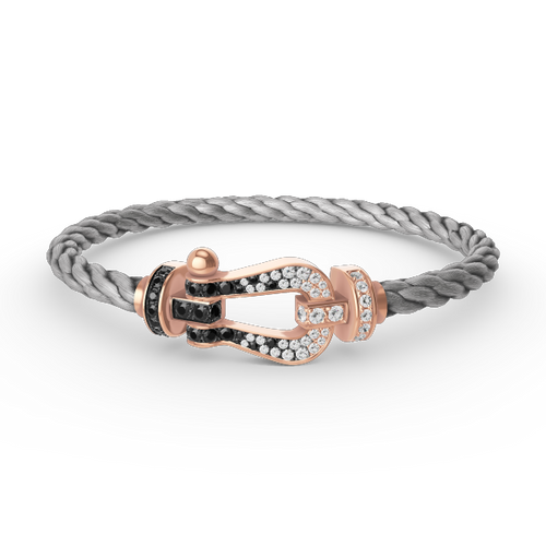 [Novalux]FORCE LARGE HORSESHOE BLACK & WHITE DIAMOND BRACELET - ROSE GOLD