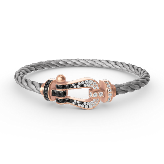 [Novalux]FORCE LARGE HORSESHOE BLACK & WHITE DIAMOND BRACELET - ROSE GOLD