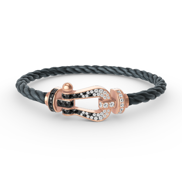 [Novalux]FORCE LARGE HORSESHOE BLACK & WHITE DIAMOND BRACELET - ROSE GOLD