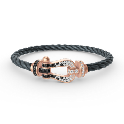 [Novalux]FORCE LARGE HORSESHOE BLACK & WHITE DIAMOND BRACELET - ROSE GOLD
