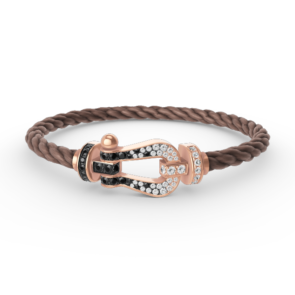 [Novalux]FORCE LARGE HORSESHOE BLACK & WHITE DIAMOND BRACELET - ROSE GOLD