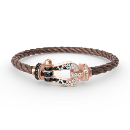 [Novalux]FORCE LARGE HORSESHOE BLACK & WHITE DIAMOND BRACELET - ROSE GOLD
