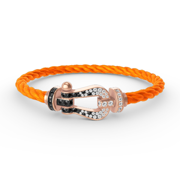[Novalux]FORCE LARGE HORSESHOE BLACK & WHITE DIAMOND BRACELET - ROSE GOLD