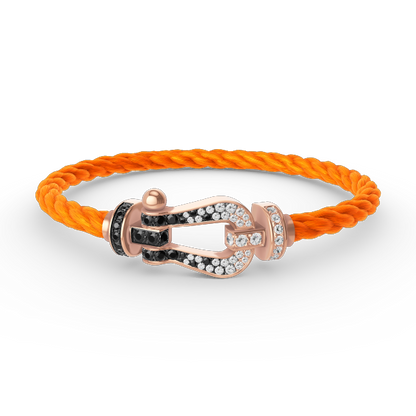 [Novalux]FORCE LARGE HORSESHOE BLACK & WHITE DIAMOND BRACELET - ROSE GOLD